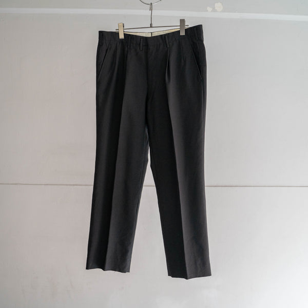 1980s Japan vintage black wool 2 tuck slacks