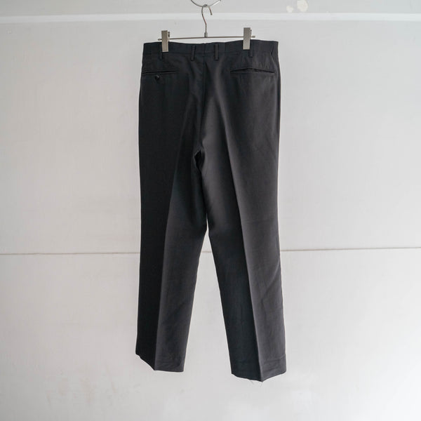 1980s Japan vintage black wool 2 tuck slacks