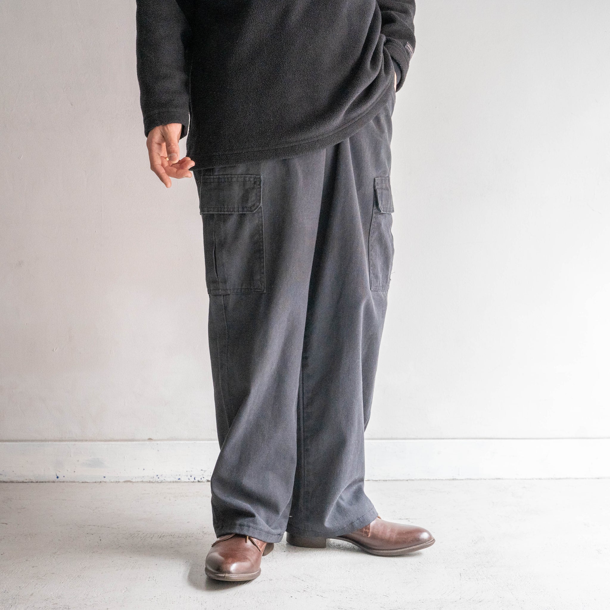 1990-00s 'Dickies' charcoal gray color wide cargo pants