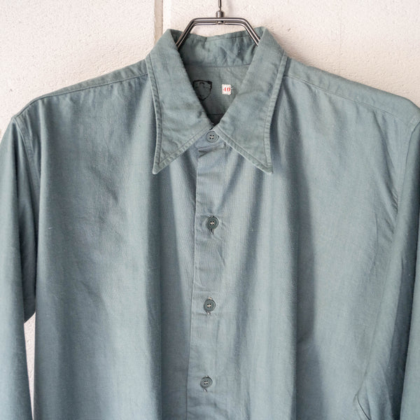 1960s Swiss military gray green grandpa shirt 'dead stock' -without epaulette-