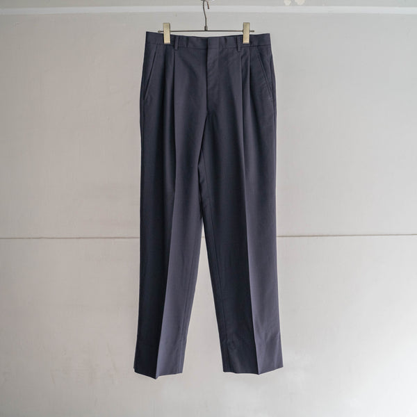 1990s Japan vintage dark navy 2 tuck wool slacks -light weight-