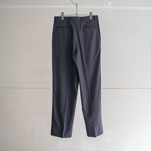 1990s Japan vintage dark navy 2 tuck wool slacks -light weight-