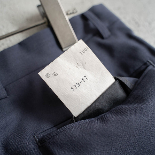 1990s Japan vintage dark navy 2 tuck wool slacks -light weight-