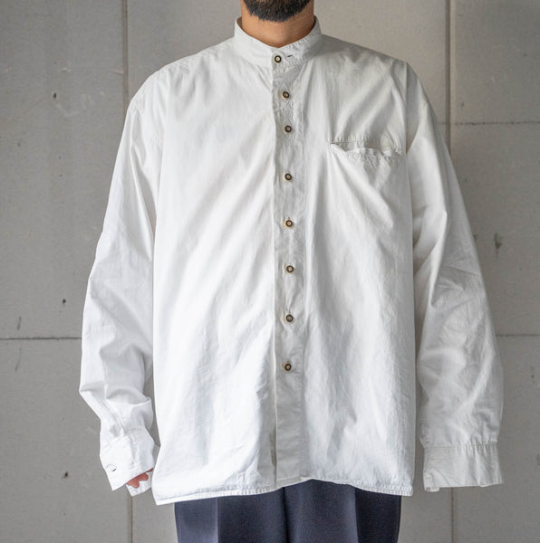 1990s white color stand collar tyrolean shirt