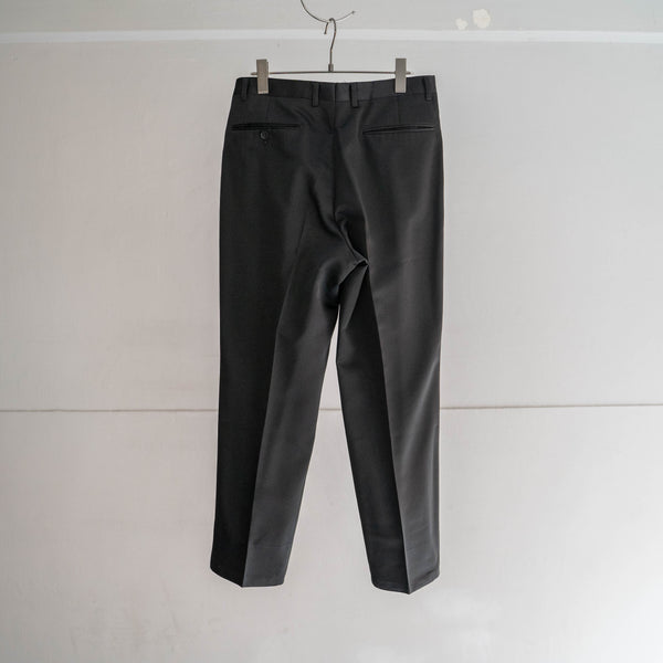2000s Japan vintage black poly × wool 2 tuck slacks