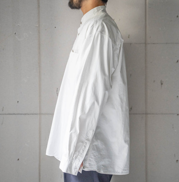 1990s white color stand collar tyrolean shirt