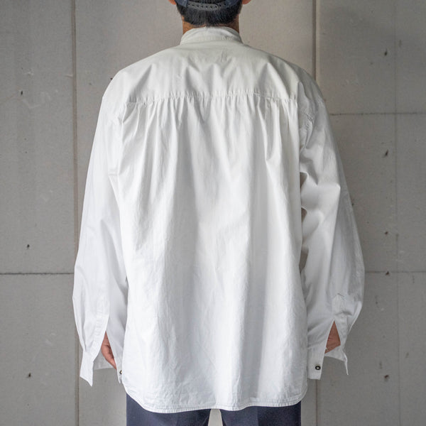 1990s white color stand collar tyrolean shirt