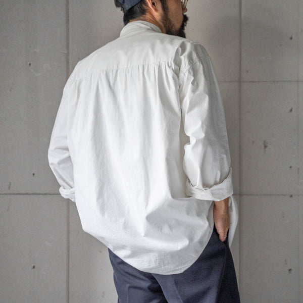 1990s white color stand collar tyrolean shirt