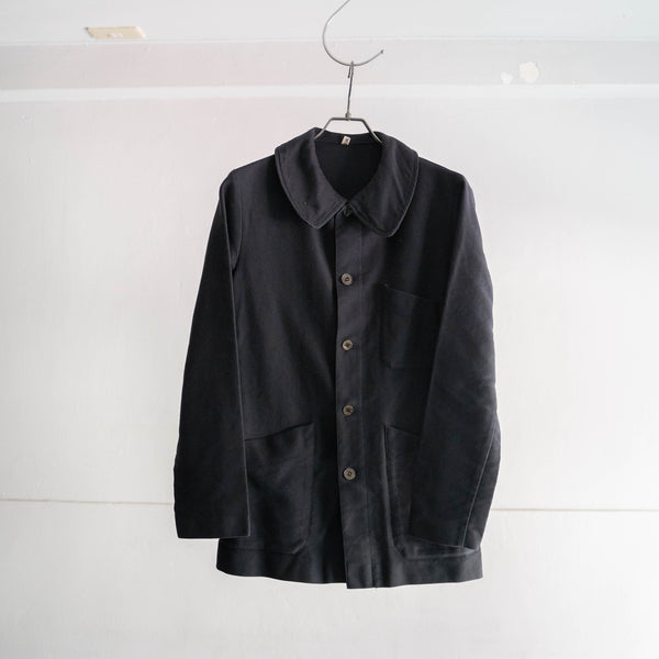 around 1970s black color work jacket -like a French moleskin-