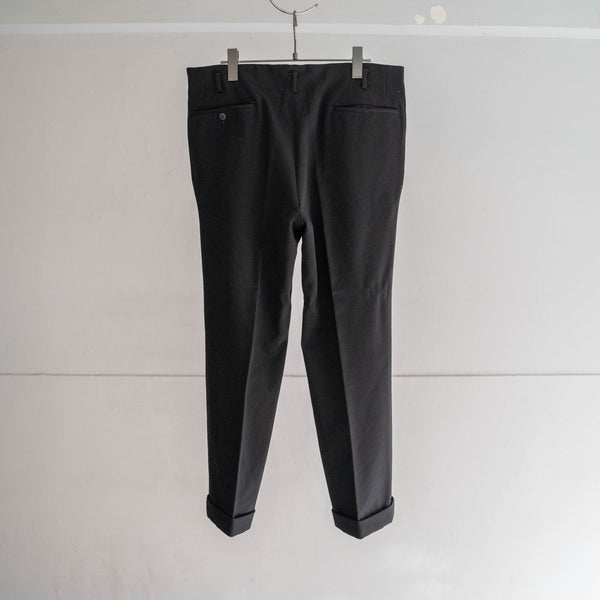 1980s Japan vintage black wool 1 tuck slacks