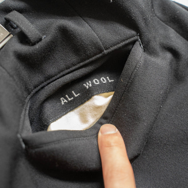 1980s Japan vintage black wool 1 tuck slacks