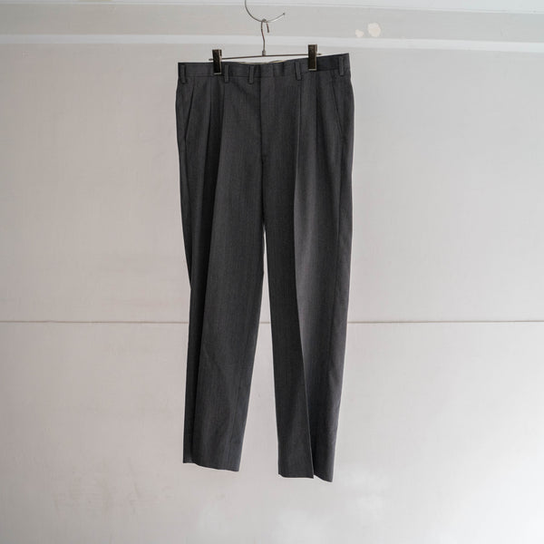 1990s Japan vintage gray based stripe 2 tuck slacks