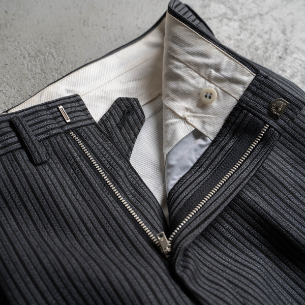 1980s Japan vintage gray × black stripe slacks
