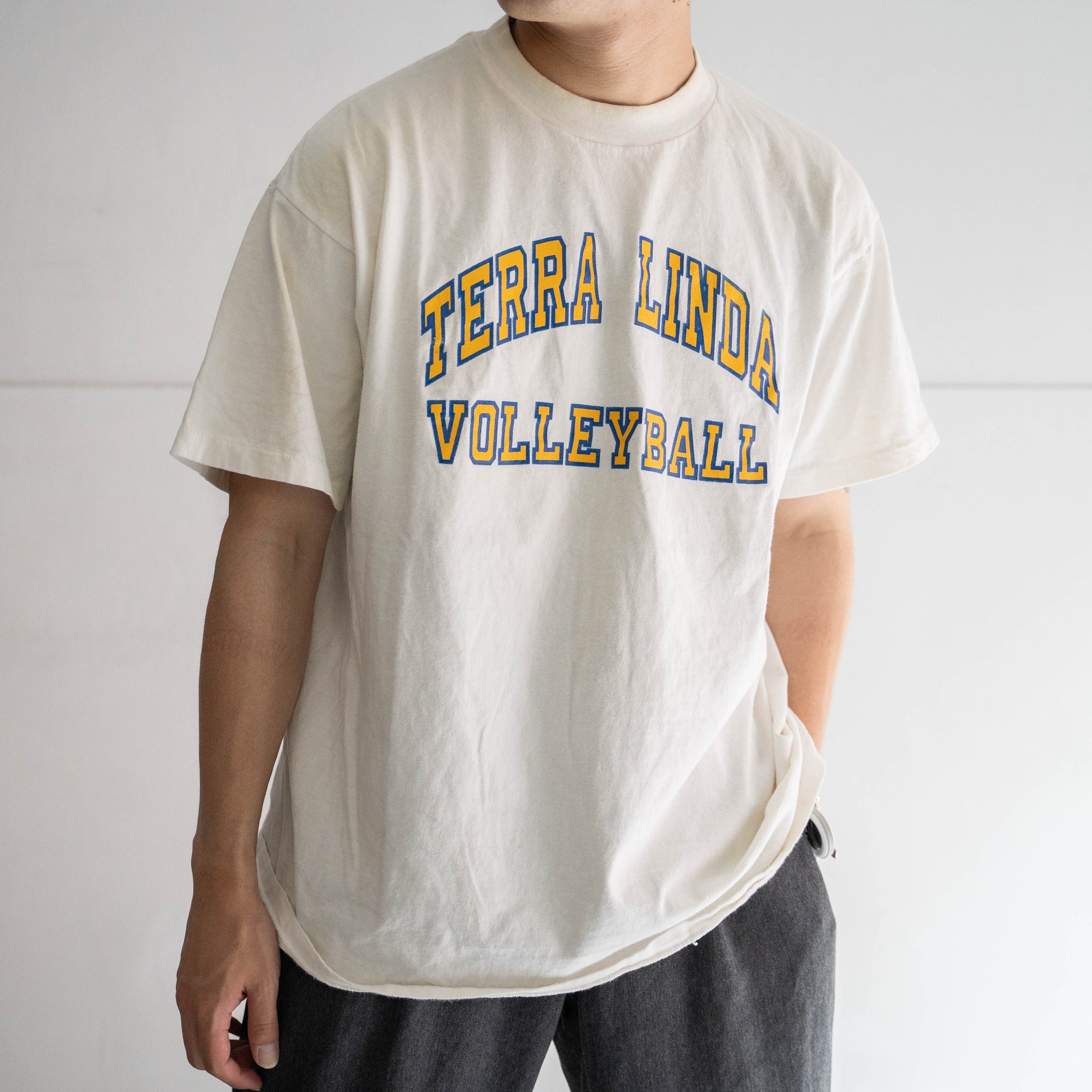 1990s college print T-shirt -single stitch-