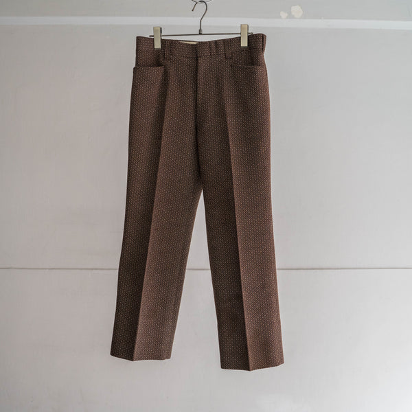 1970-80s Japan vintage brown weavy slacks -good pattern-