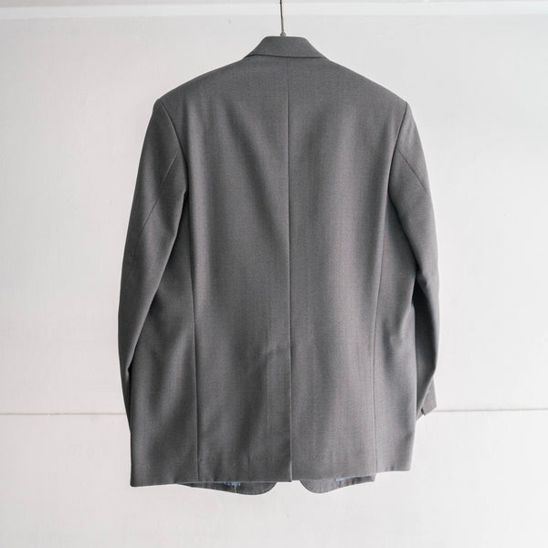 around 1970s Japan vintage gray × blue striped wool set up