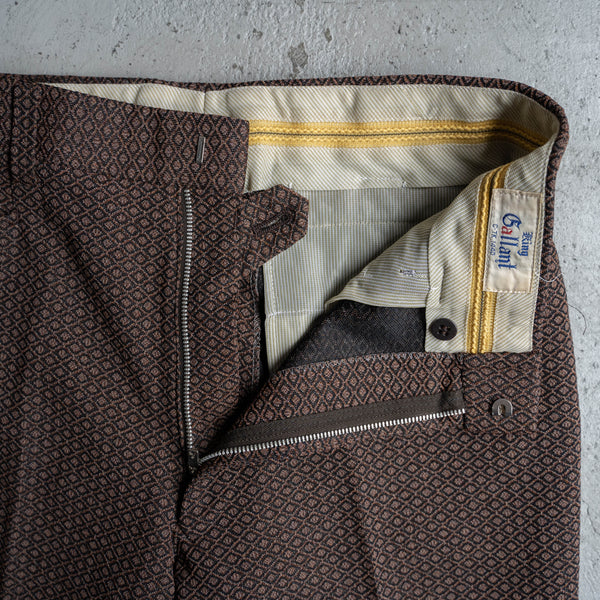 1970-80s Japan vintage brown weavy slacks -good pattern-