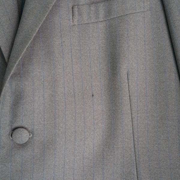 around 1970s Japan vintage gray × blue striped wool set up