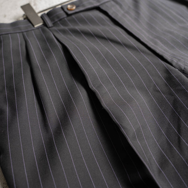 1990s Japan vintage navy × purple stripe 2 tuck slacks