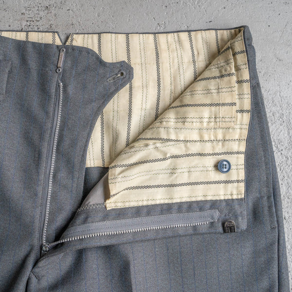 around 1970s Japan vintage gray × blue striped wool set up