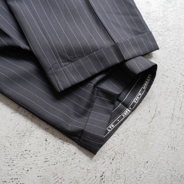 1990s Japan vintage navy × purple stripe 2 tuck slacks