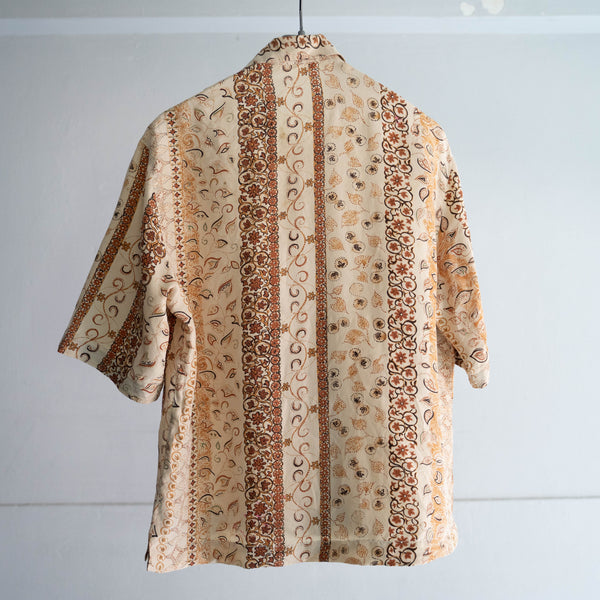 1980-90s cream color Flower and reaf pattern shirt 'remake'