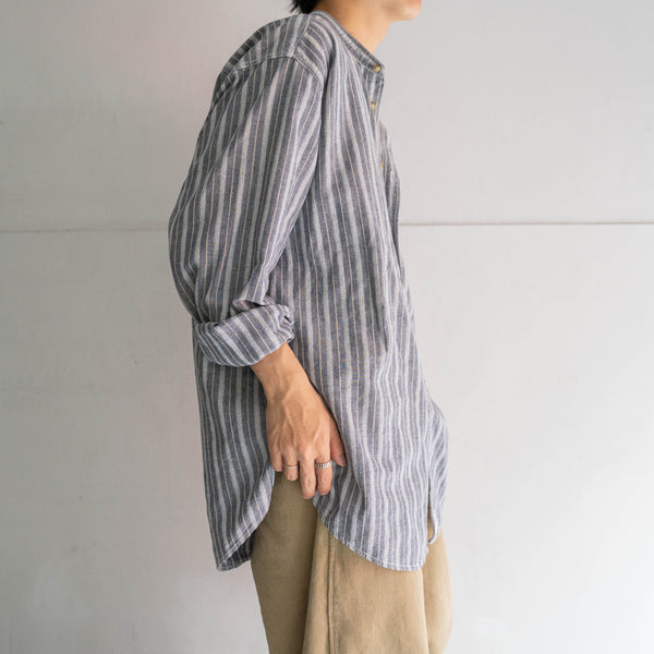 1990s Levis gray based stripe stand collar l/s shirt