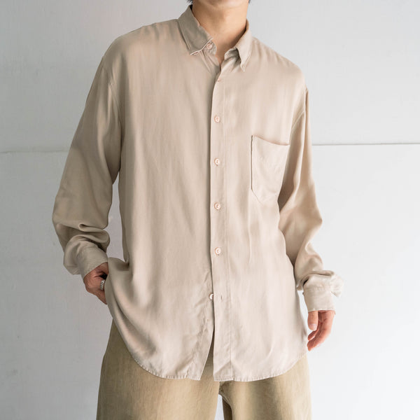 1990s light beige washable silk 100 l/s shirt