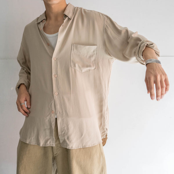 1990s light beige washable silk 100 l/s shirt