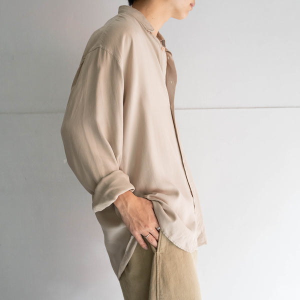 1990s light beige washable silk 100 l/s shirt