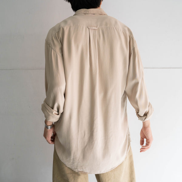 1990s light beige washable silk 100 l/s shirt