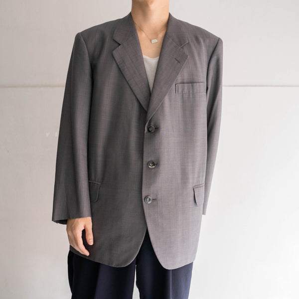 1990s Japan vintage gray stripe tailored jacket -light weight-