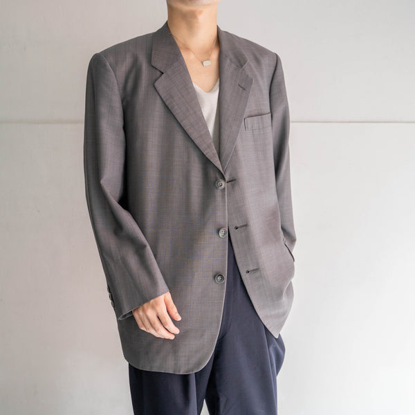 1990s Japan vintage gray stripe tailored jacket -light weight-