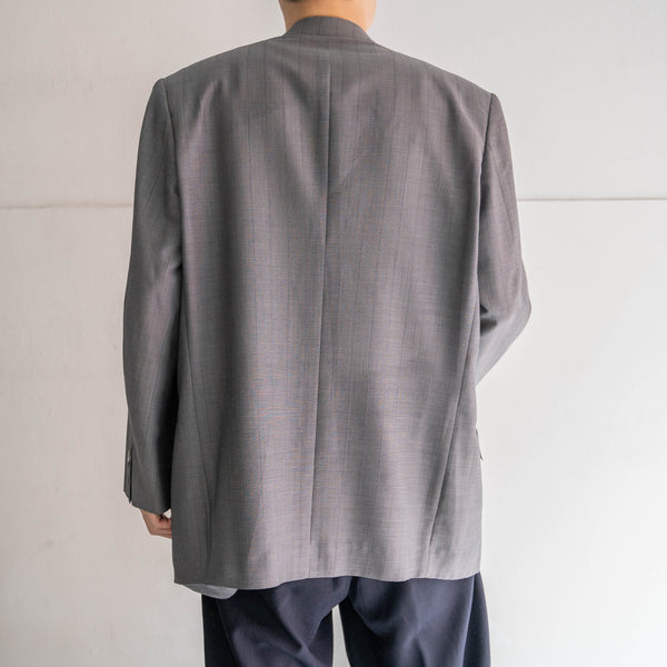 1990s Japan vintage gray stripe tailored jacket -light weight-