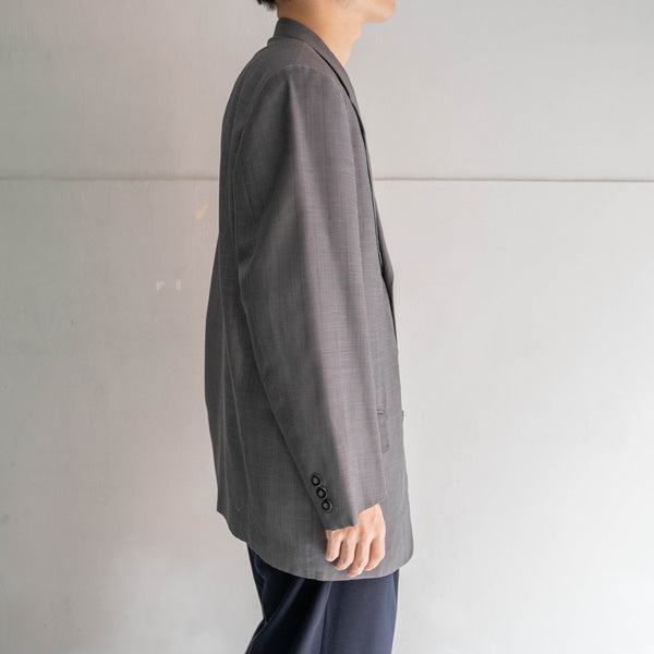 1990s Japan vintage gray stripe tailored jacket -light weight-