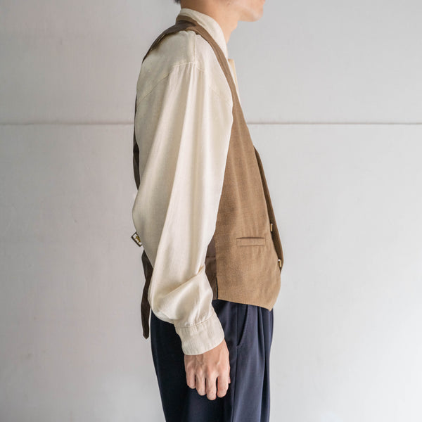 1970-80s Japan vintage light brown vest with cinch back