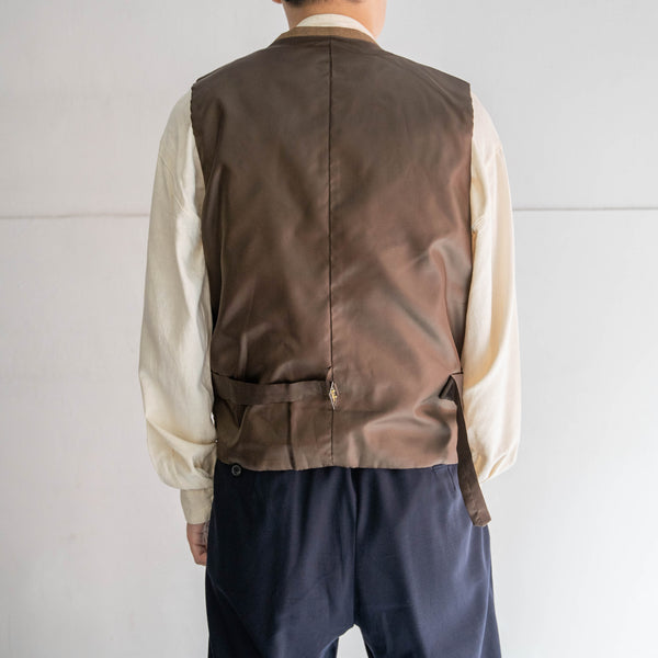 1970-80s Japan vintage light brown vest with cinch back