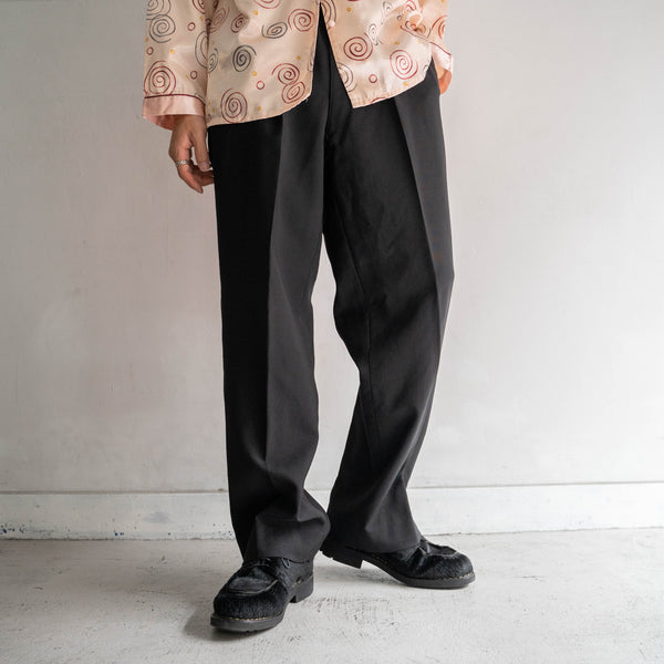 1980s Japan vintage black wool 2 tuck slacks