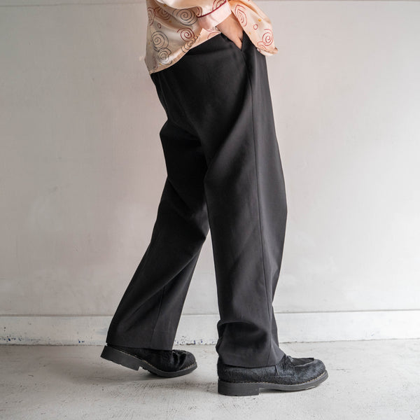 1980s Japan vintage black wool 2 tuck slacks