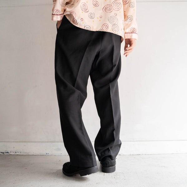 1980s Japan vintage black wool 2 tuck slacks