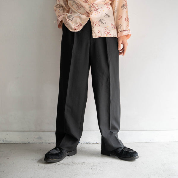 1990s Japan vintage black wool 2 tuck slacks