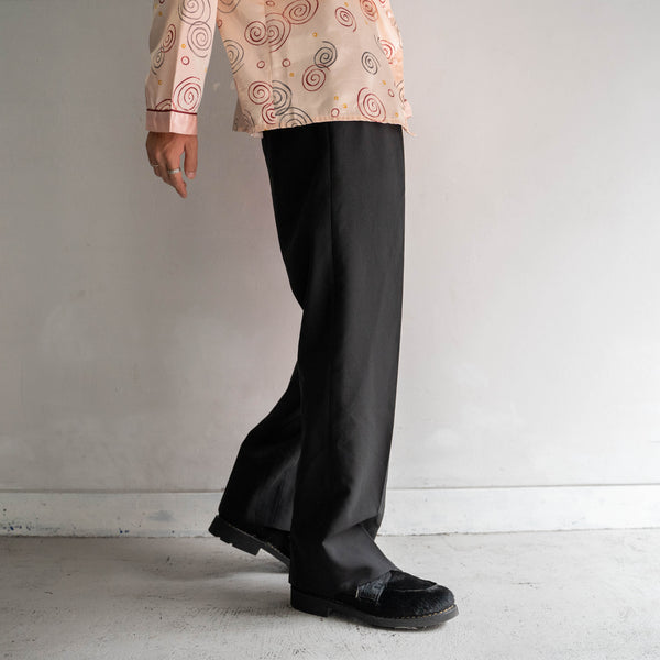1990s Japan vintage black wool 2 tuck slacks