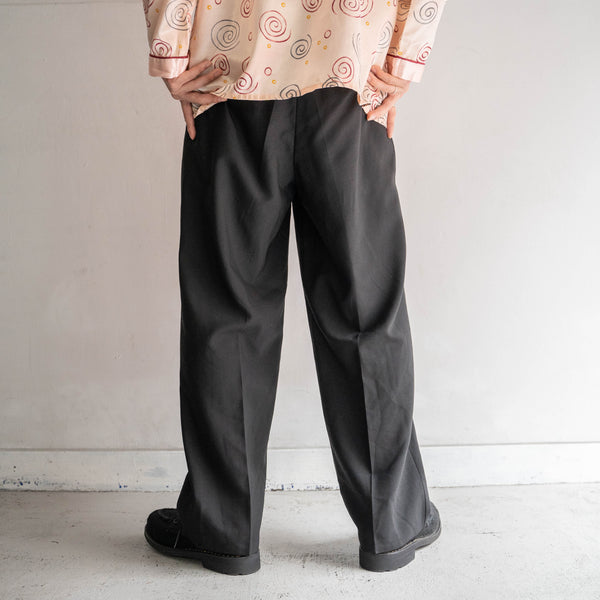 1990s Japan vintage black wool 2 tuck slacks