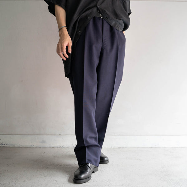 1980-90s Japan vintage navy striped slacks -light weight-
