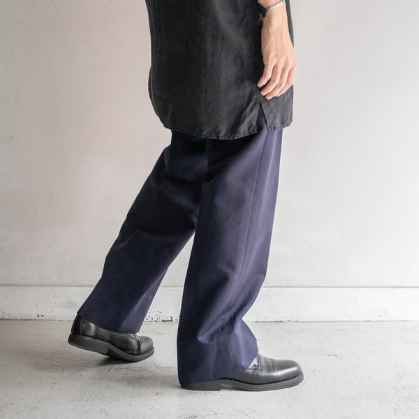 1980-90s Japan vintage navy striped slacks -light weight-