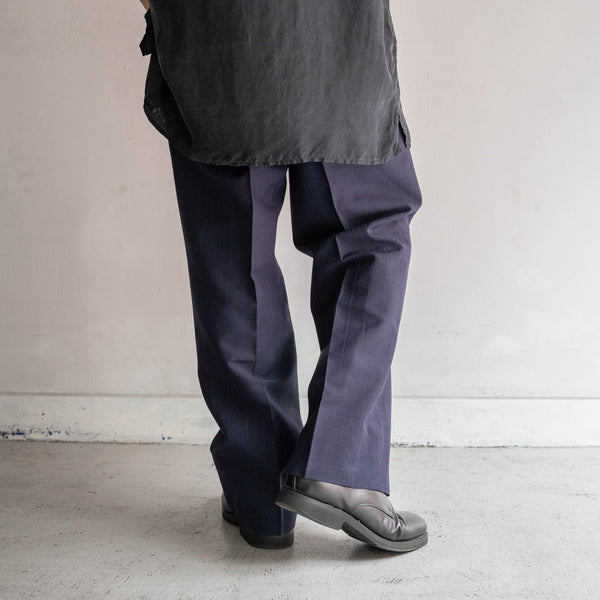 1980-90s Japan vintage navy striped slacks -light weight-