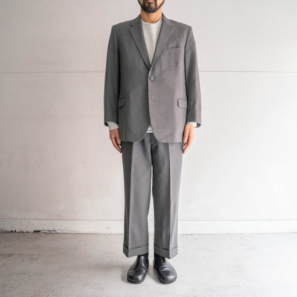 around 1970s Japan vintage gray × blue striped wool set up