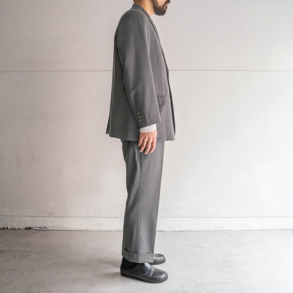 around 1970s Japan vintage gray × blue striped wool set up