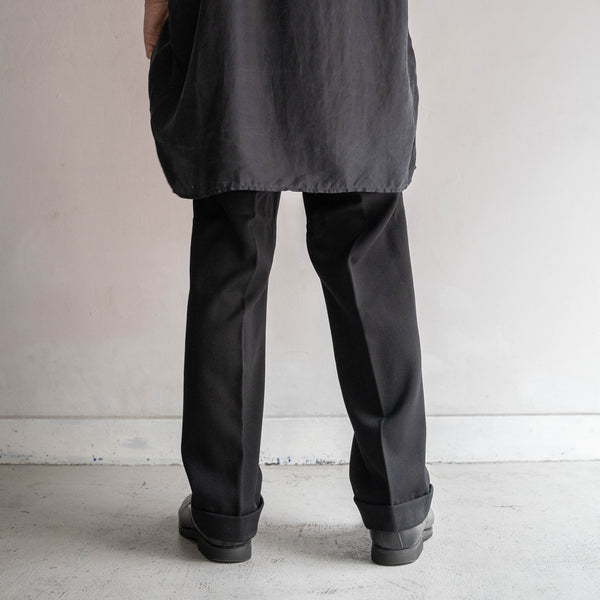 1980s Japan vintage black wool 1 tuck slacks