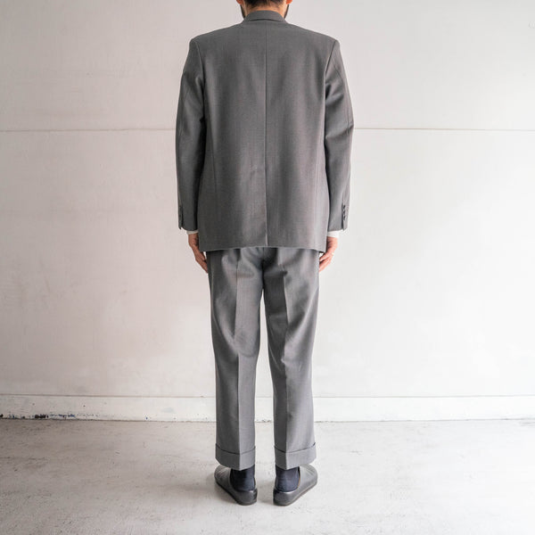 around 1970s Japan vintage gray × blue striped wool set up